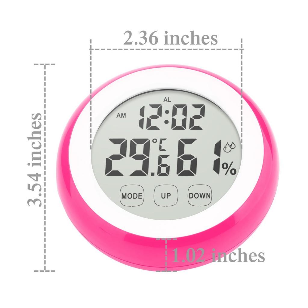 Backlight Touch Screen Hygrometer Time Temperature Clock Thermometer Rose