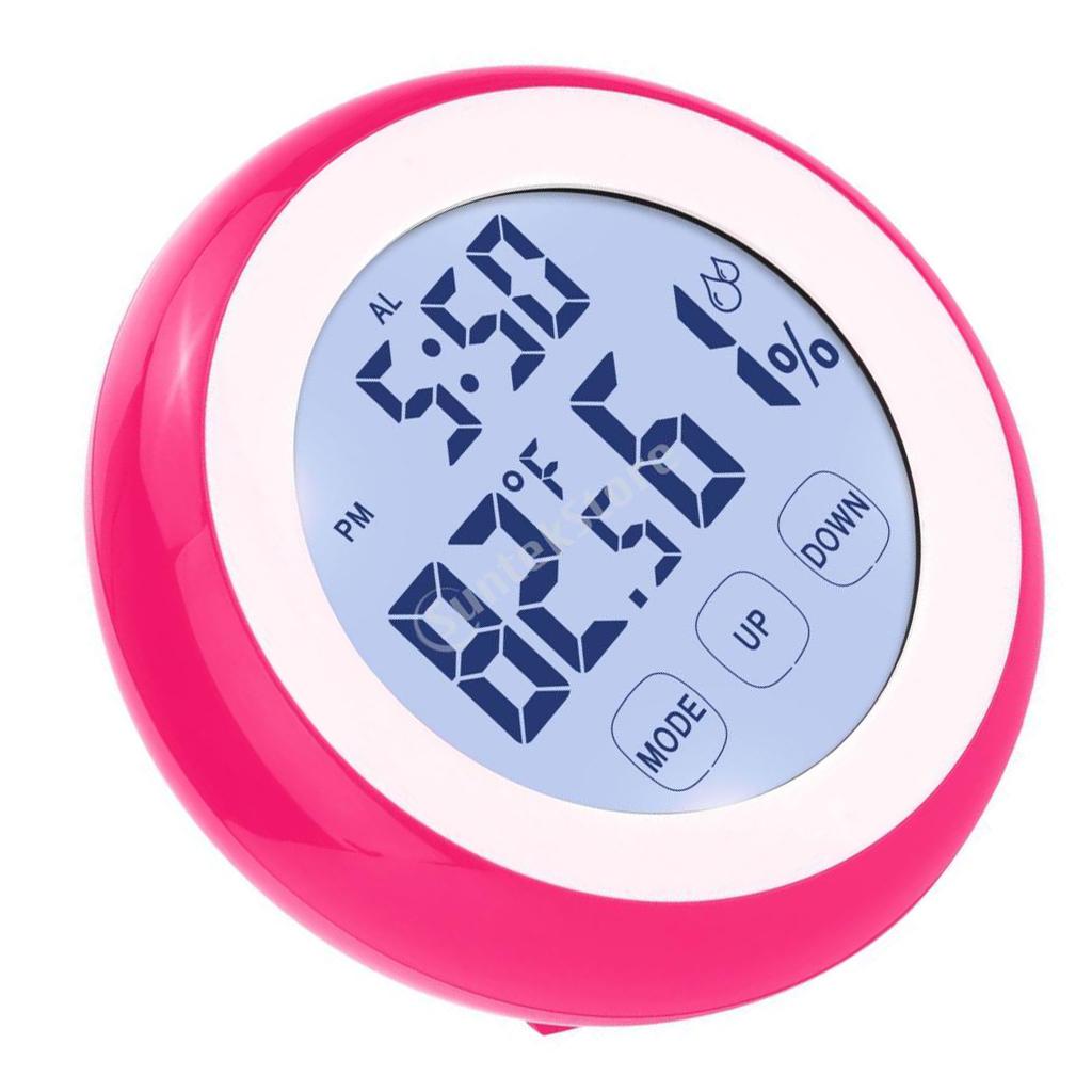 Backlight Touch Screen Hygrometer Time Temperature Clock Thermometer Rose