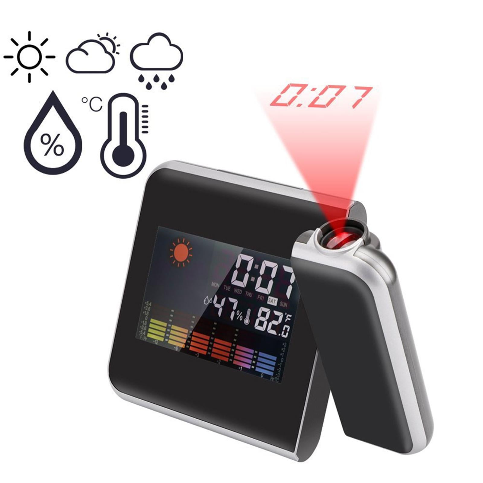 Projection Digital Weather LCD Snooze Alarm Clock Color Display w/ LED