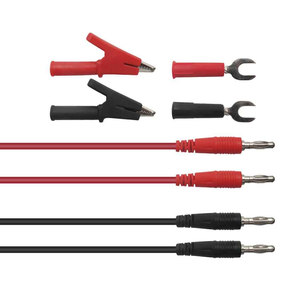 6-in-1 1M 4mm Banana to Banana Plug Test Lead kits Alligator Clip Clamps to 6mm U-type Spade Clip
