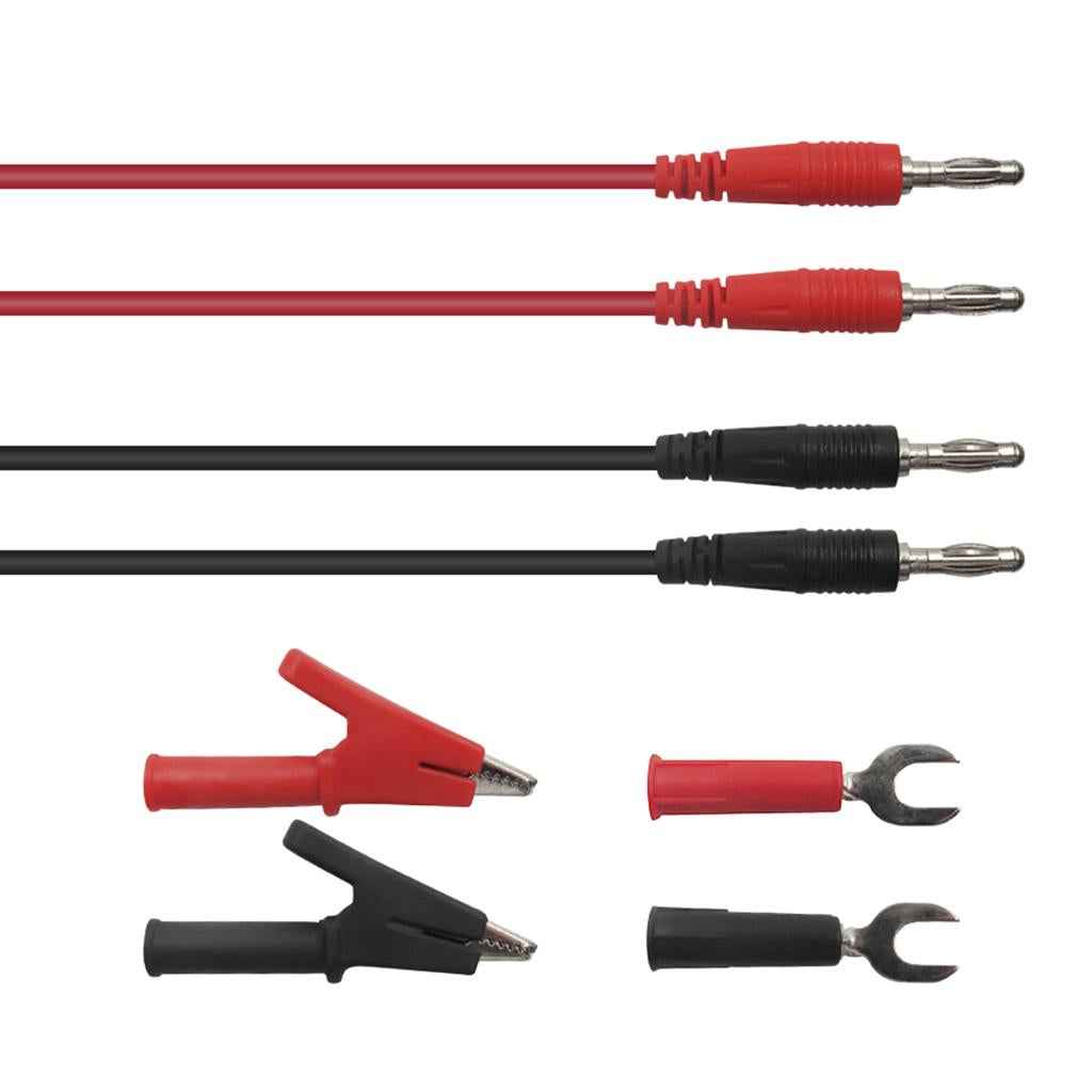 6-in-1 1M 4mm Banana to Banana Plug Test Lead kits Alligator Clip Clamps to 6mm U-type Spade Clip