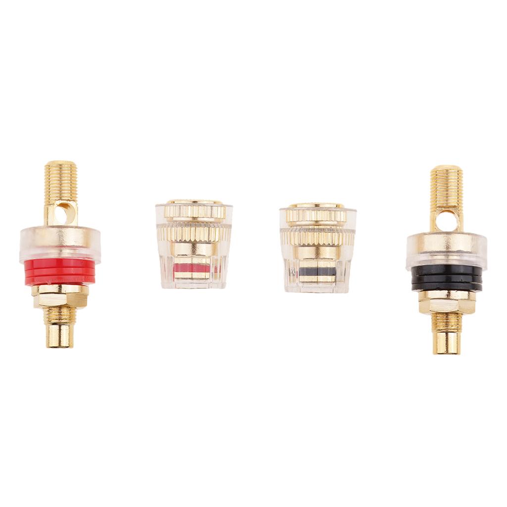2 pieces Gold Plated Banana Plug Speaker Terminals Binding Posts 