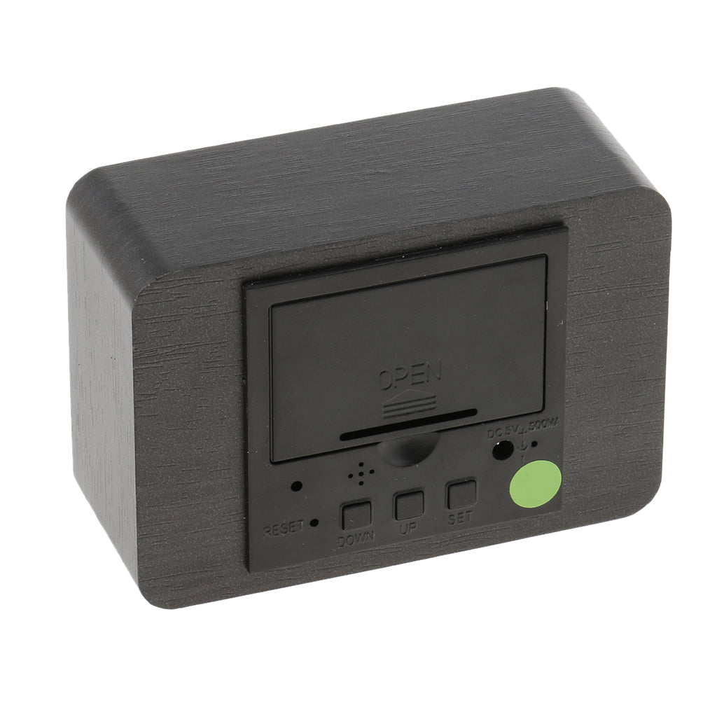 Desktop LED Wooden Alarm Clock Sound Control Electronic Home clock black