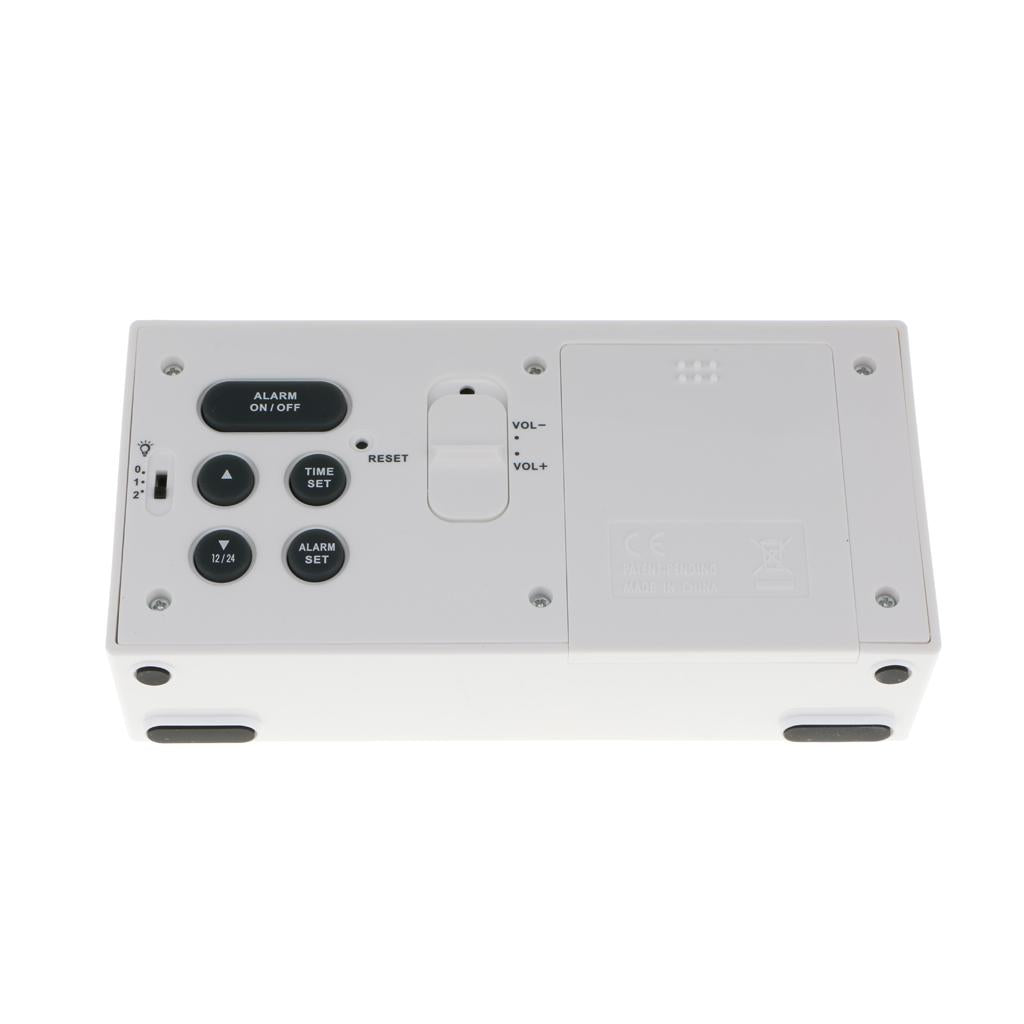 Digital Alarm LED Clock Light Control Backlight Time Snooze white