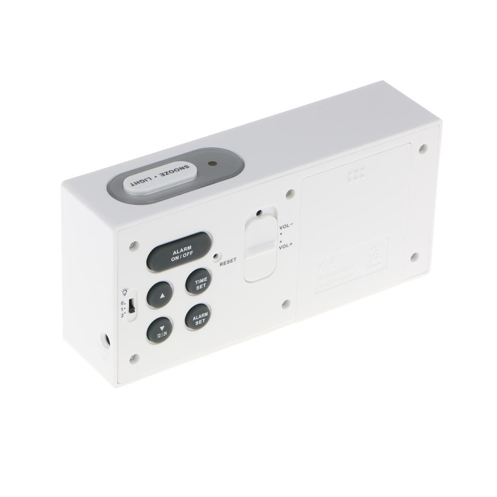 Digital Alarm LED Clock Light Control Backlight Time Snooze white
