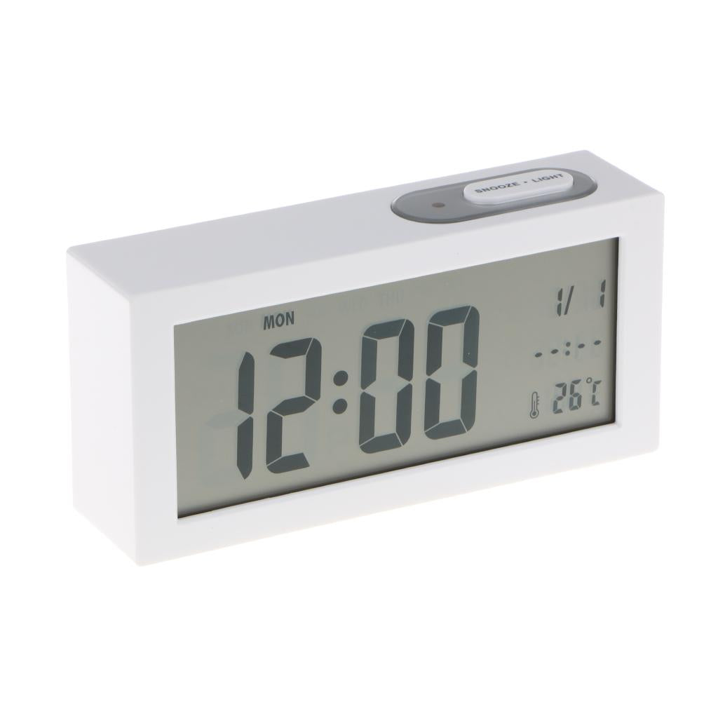 Digital Alarm LED Clock Light Control Backlight Time Snooze white