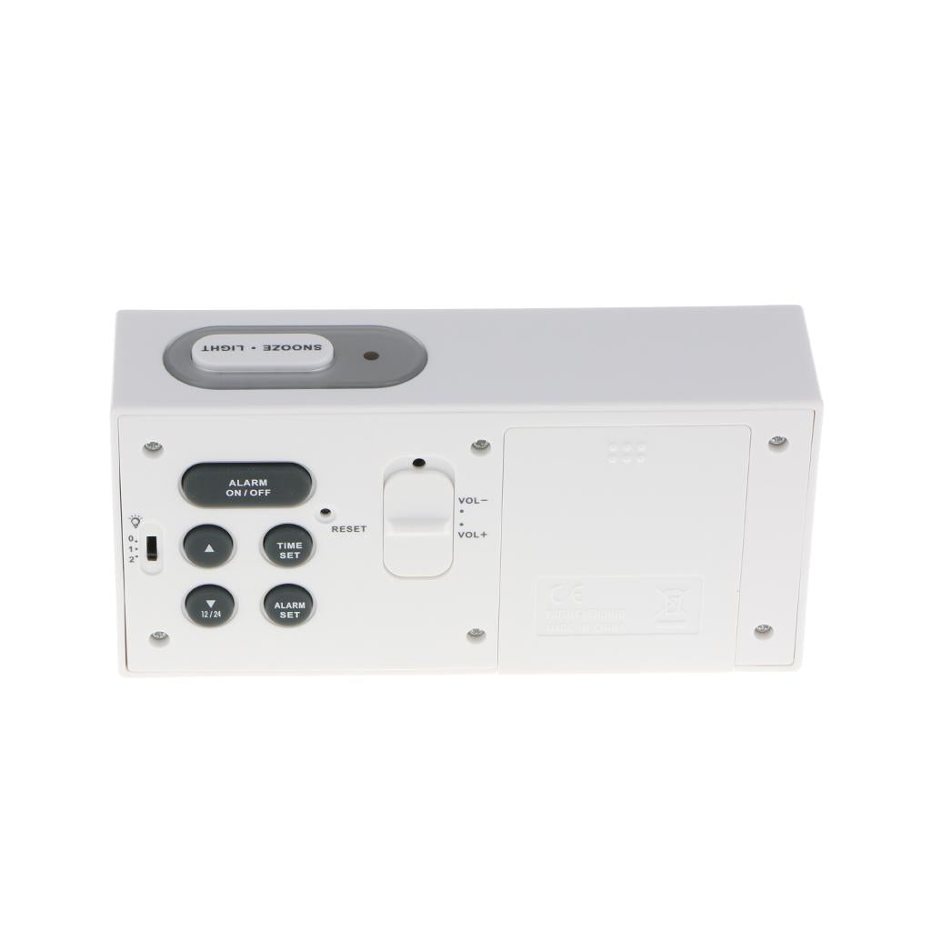 Digital Alarm LED Clock Light Control Backlight Time Snooze white