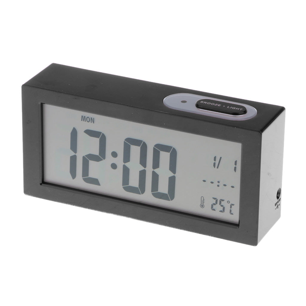 Digital Alarm LED Clock Light Control Backlight Time Snooze black