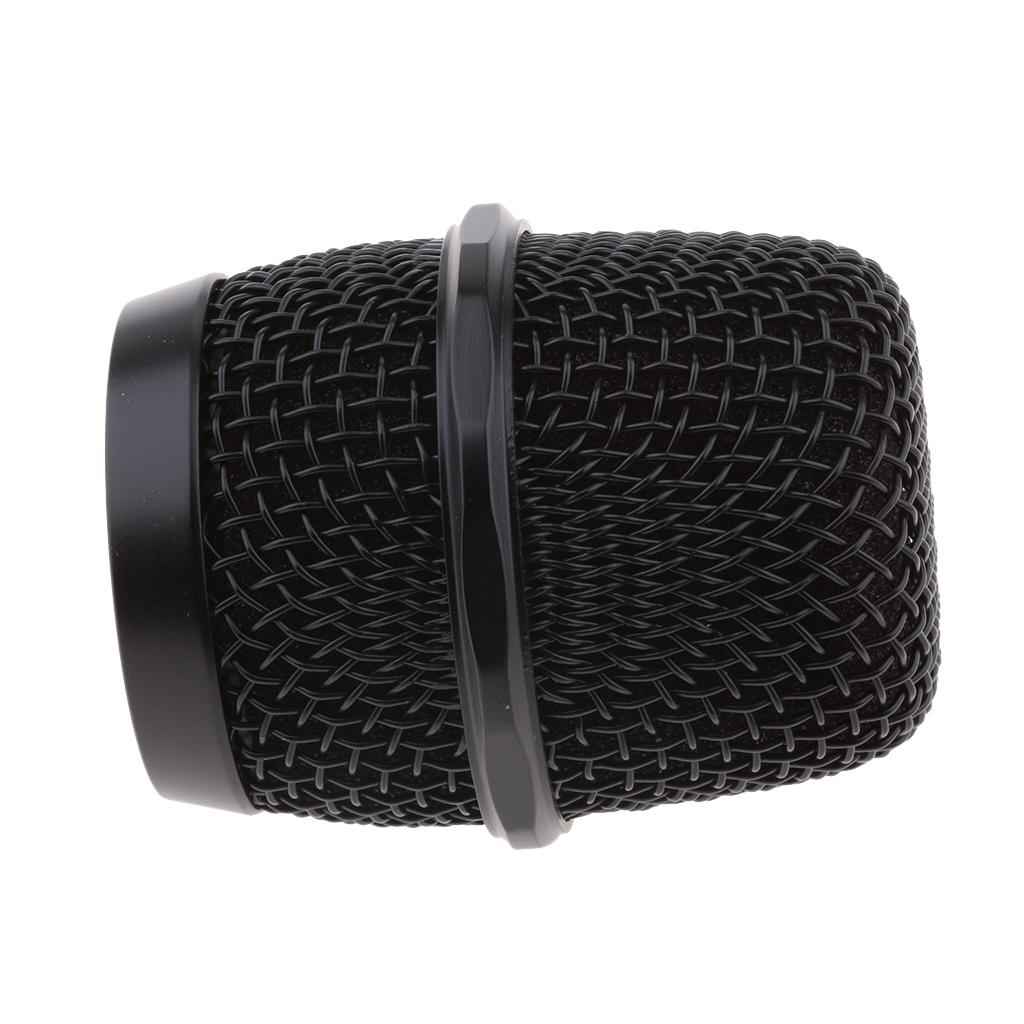 Replacement KTV Handheld Mic Microphone Ball Head Mesh Grill Dia 37mm Black