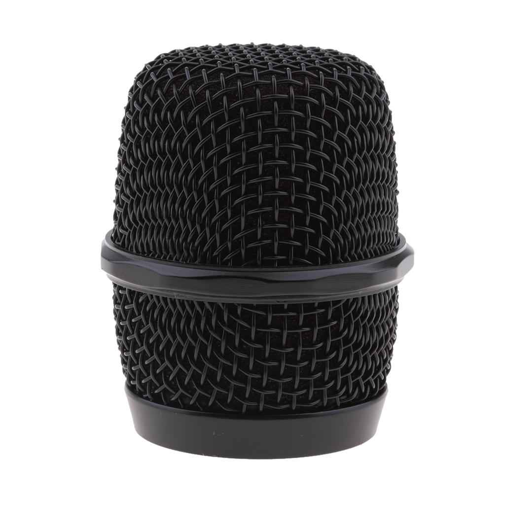 Replacement KTV Handheld Mic Microphone Ball Head Mesh Grill Dia 37mm Black