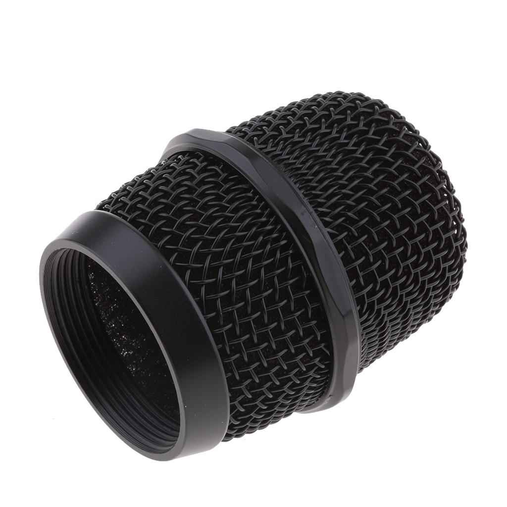 Replacement KTV Handheld Mic Microphone Ball Head Mesh Grill Dia 37mm Black