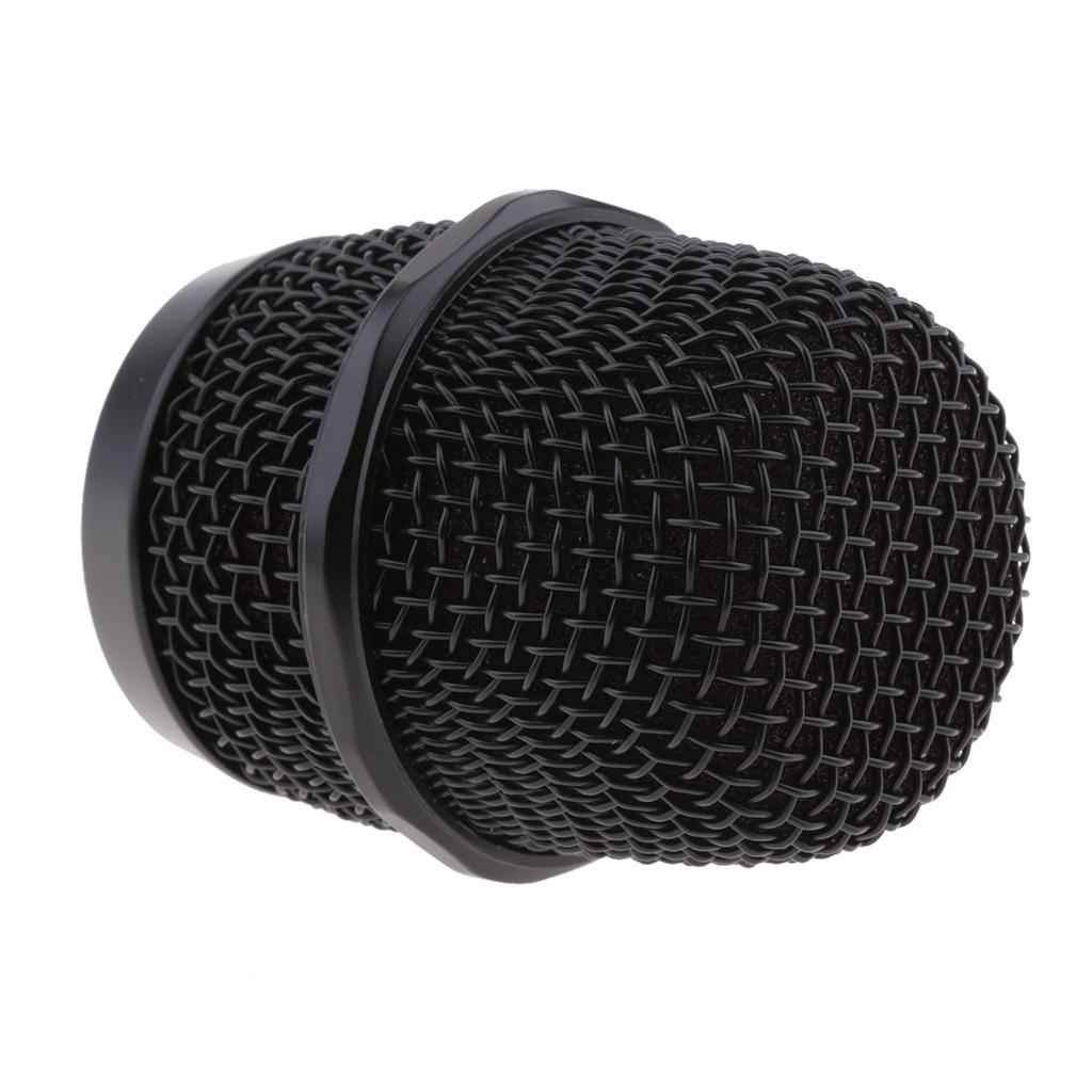 Replacement KTV Handheld Mic Microphone Ball Head Mesh Grill Dia 37mm Black