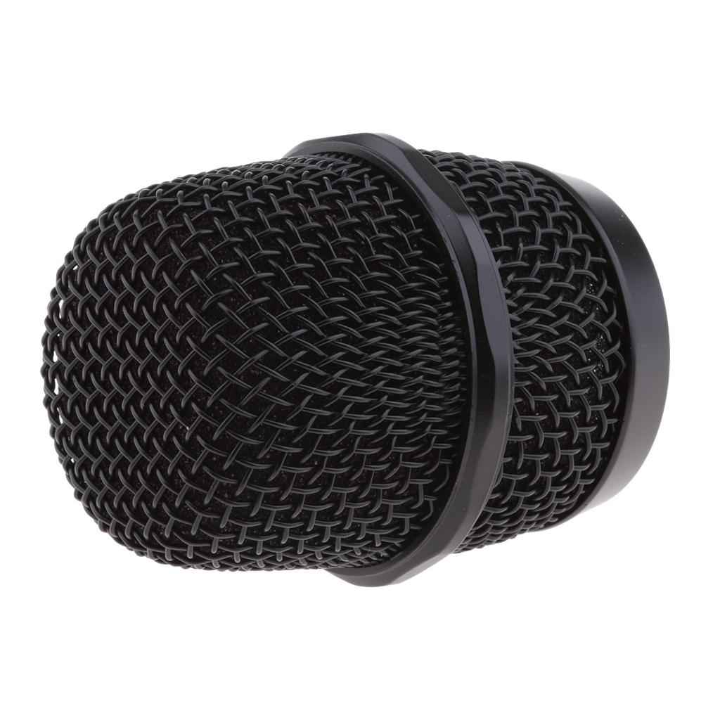 Replacement KTV Handheld Mic Microphone Ball Head Mesh Grill Dia 37mm Black