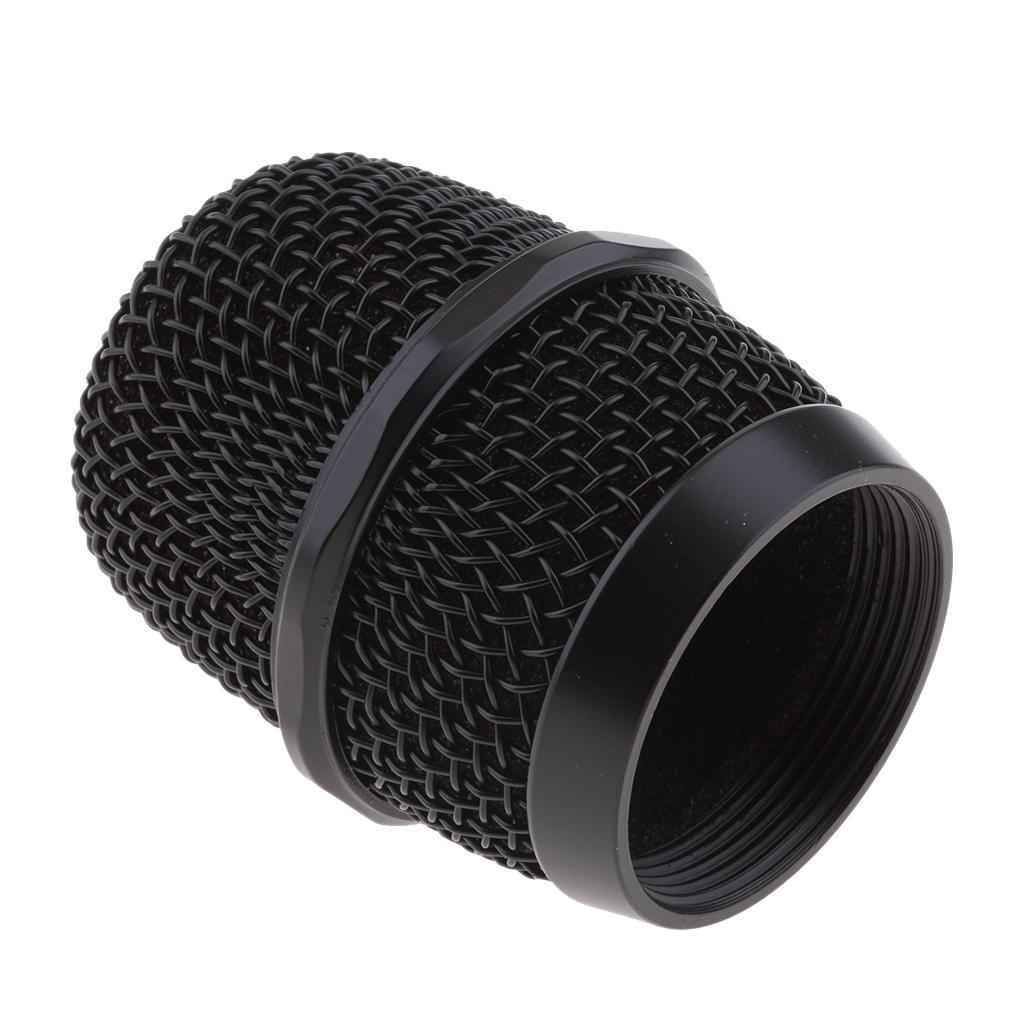 Replacement KTV Handheld Mic Microphone Ball Head Mesh Grill Dia 37mm Black