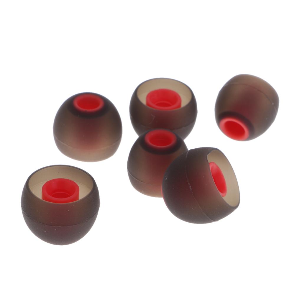 3.8mm Silicone In-Ear Earphone Covers Earbud Tips 3pairs  Black Red