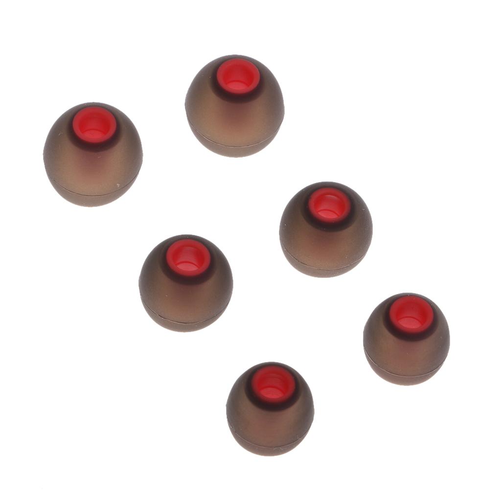 3.8mm Silicone In-Ear Earphone Covers Earbud Tips 3pairs  Black Red
