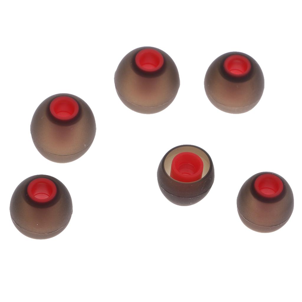 3.8mm Silicone In-Ear Earphone Covers Earbud Tips 3pairs  Black Red