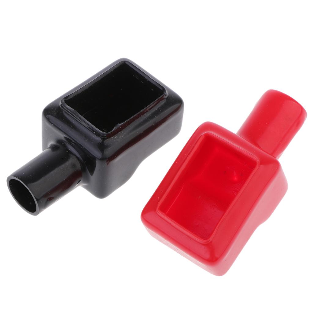 1Pair Car Battery Terminal Insulation Protector Sleeve Covers Black and Red 