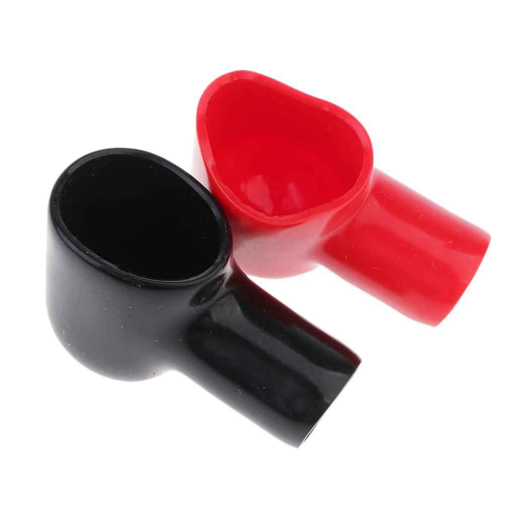 1Pair Car Battery Terminal Insulation Protector Sleeve Covers Black And Red 41mmx28mm