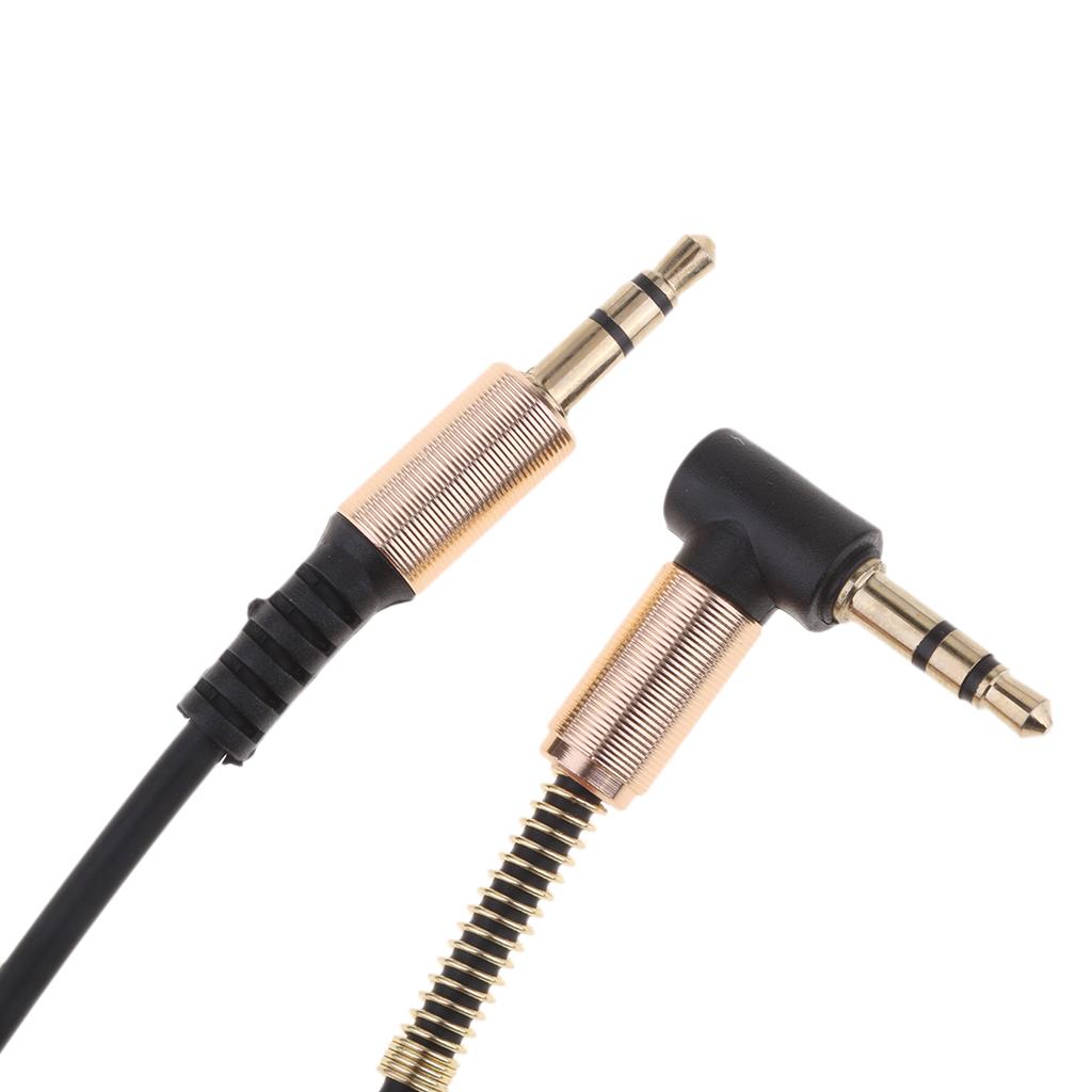 3.5mm M to M Aux Cable Cord L-Shaped Right Angle Audio Headphone Jack Black