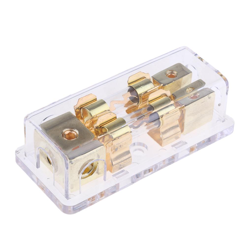  Universal Car Speaker Fuse 2 Way 60A Distribution Holder Gold Plate FH-004