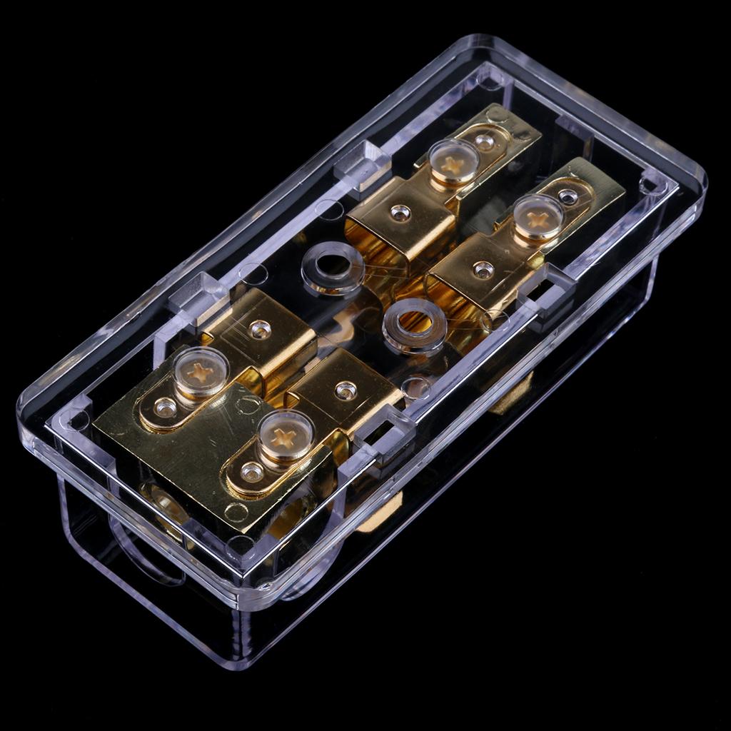  Universal Car Speaker Fuse 2 Way 60A Distribution Holder Gold Plate FH-004