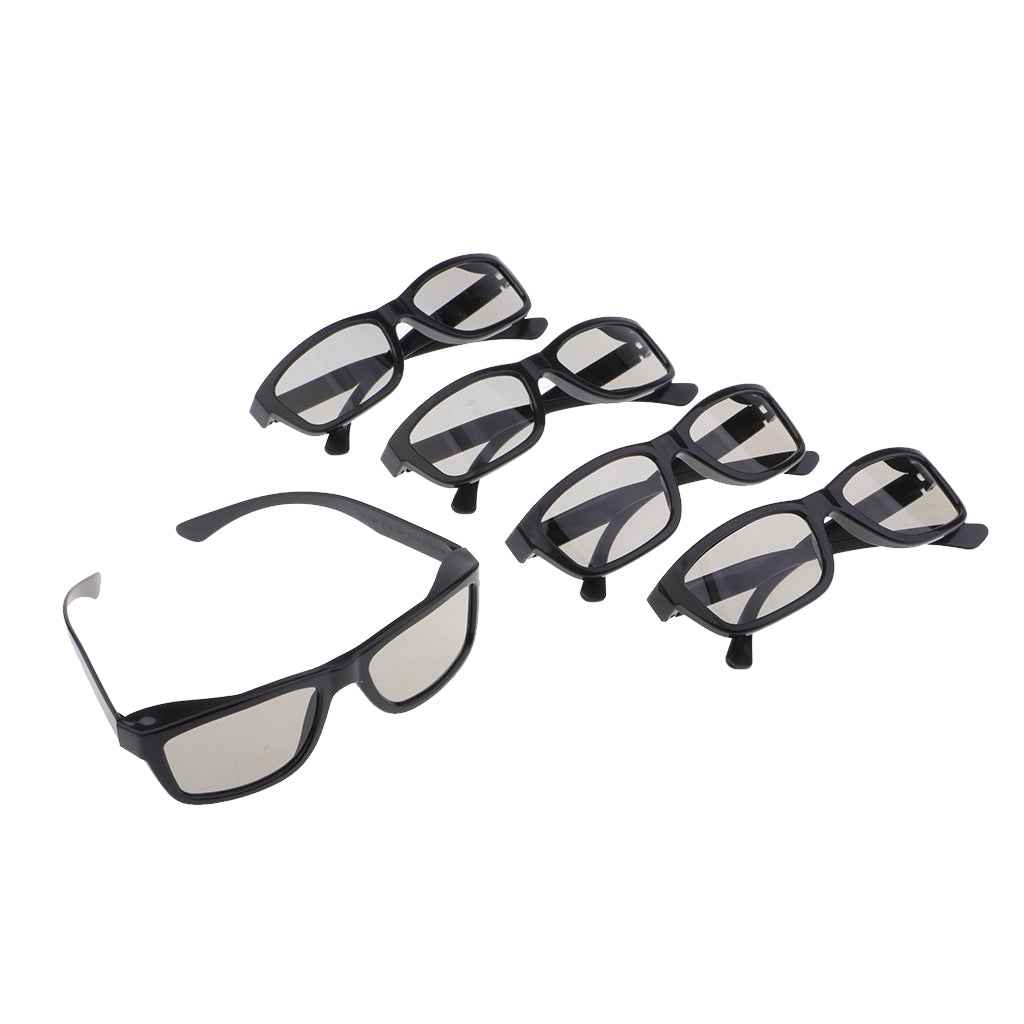 5x Passive 3D glasses, for LG, Panasonic, Vizio and all Passive 3D TVs & RealD 3D Cinema glasses Black