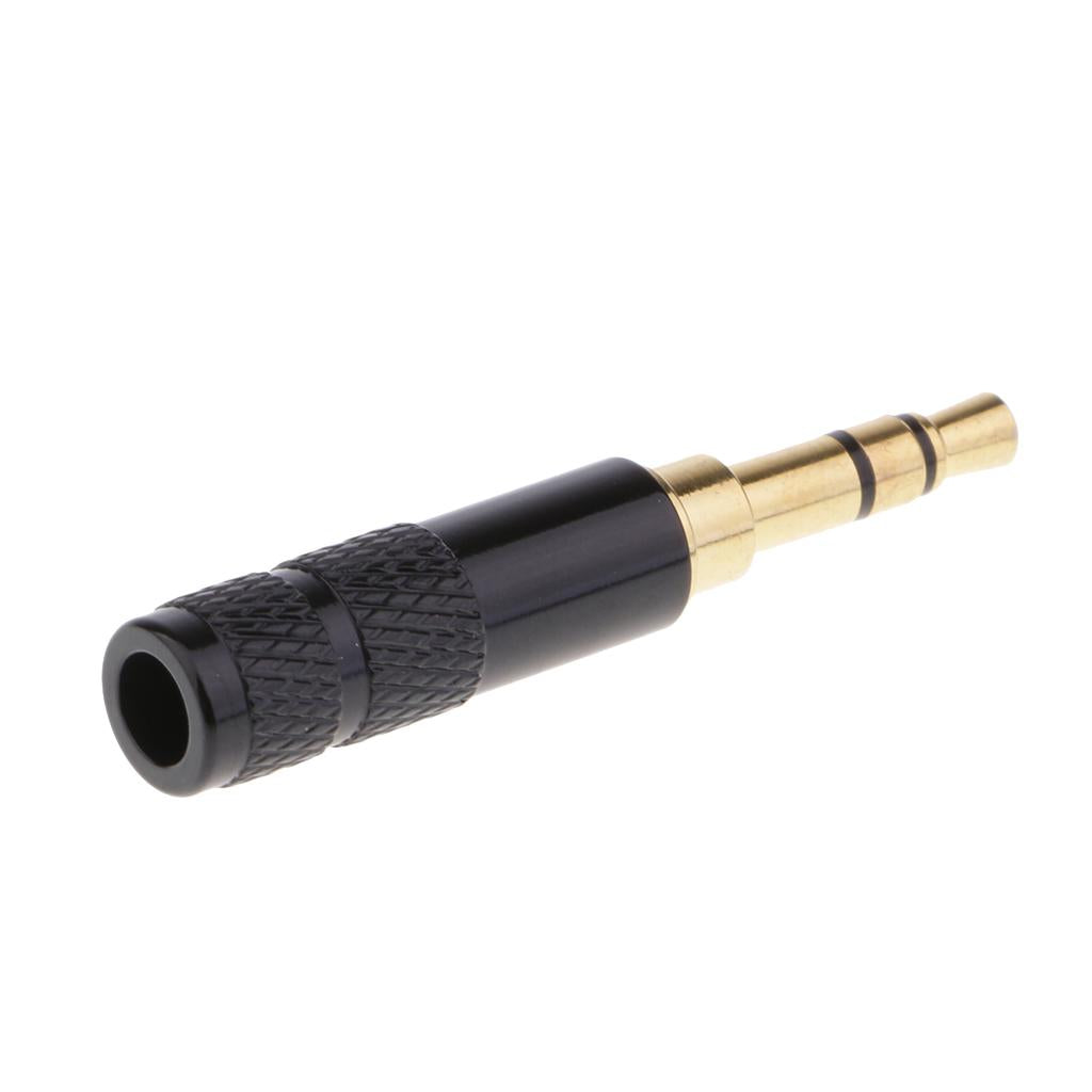 3.5mm 1/8 TRRS 3 Pole Male Plug A/V Solder Connector black"