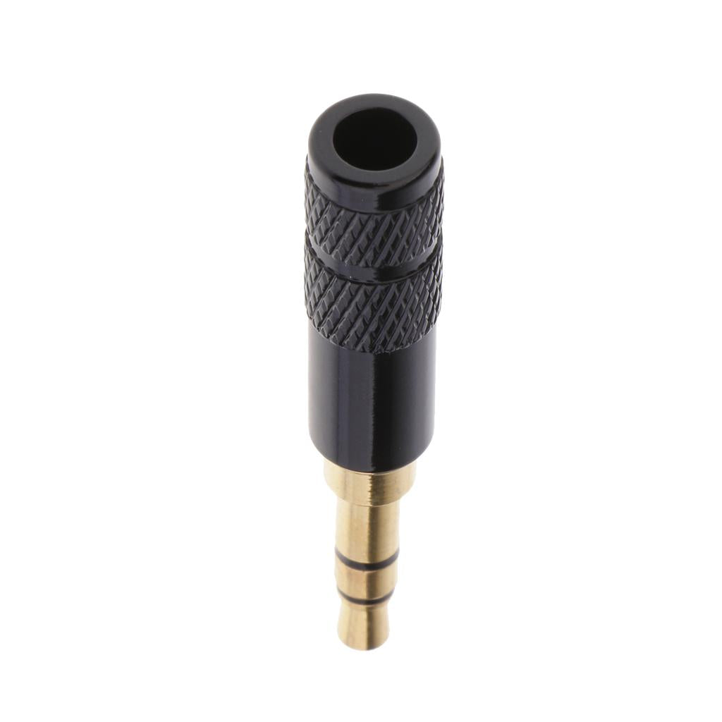 3.5mm 1/8 TRRS 3 Pole Male Plug A/V Solder Connector black"