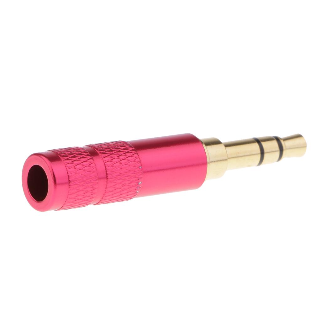 3.5mm 1/8 TRRS 3 Pole Male Plug A/V Solder Connector red"