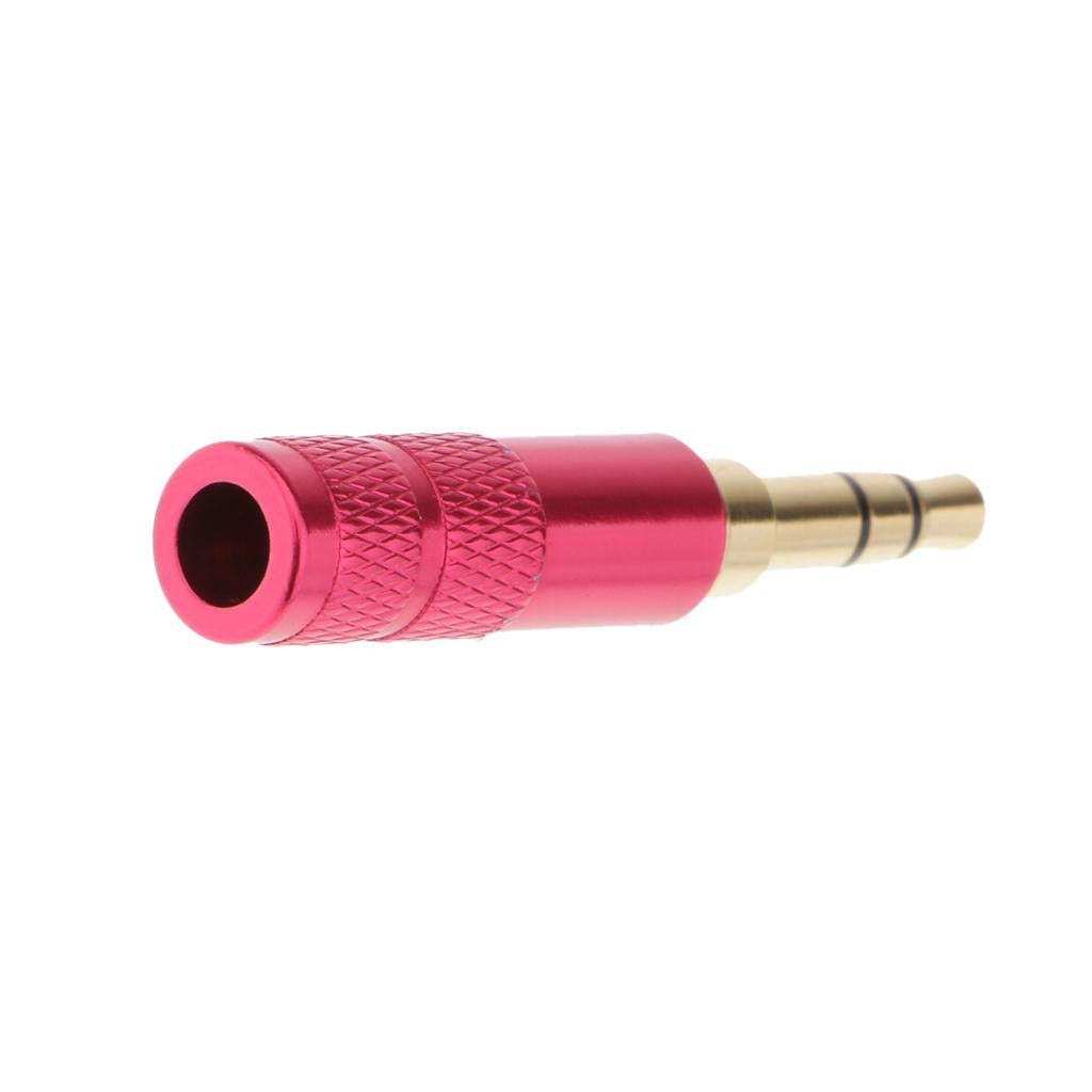 3.5mm 1/8 TRRS 3 Pole Male Plug A/V Solder Connector red"