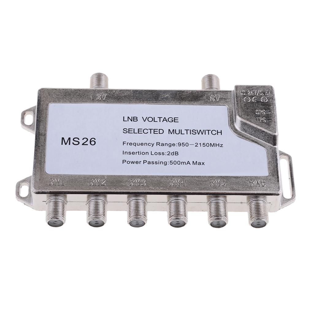 Satellite Switch Max 6 Output Multi Video Path Multi Switch JS-MS26 Silver