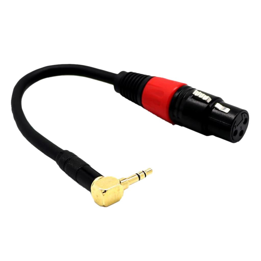 3 Pin XLR Female to Right Angle 3.5mm Stereo Jack Mic Audio Cord Cable
