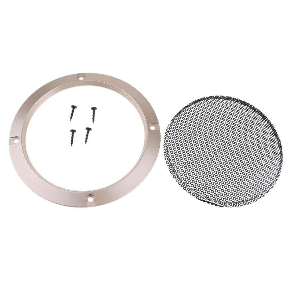 5 Inch Speaker Grills Cover Case with 4 pcs Screws for Speaker Mounting Home Audio DIY -153mm Outer Diameter Gold