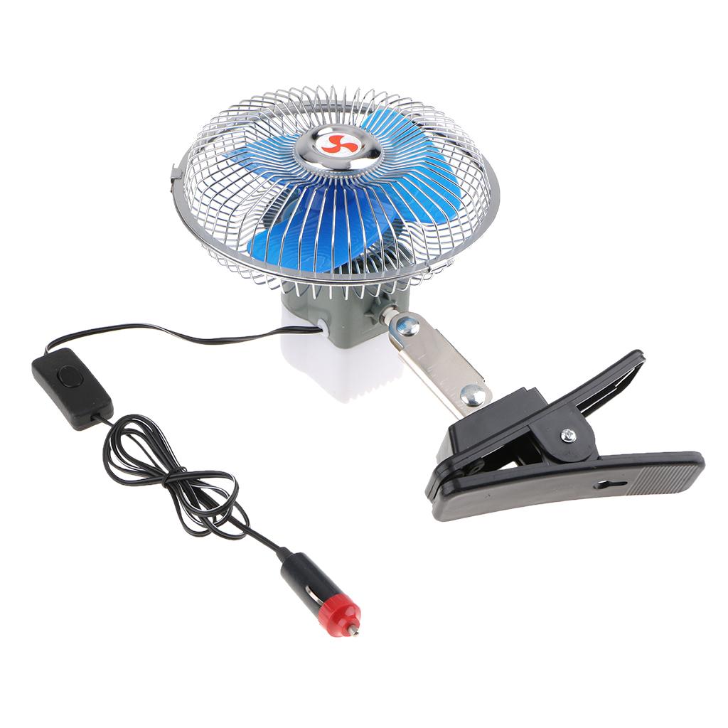 12V Dashboard Oscillating Vehicle Car Van Truck Home Clip-On Fan 6inch Fully closed