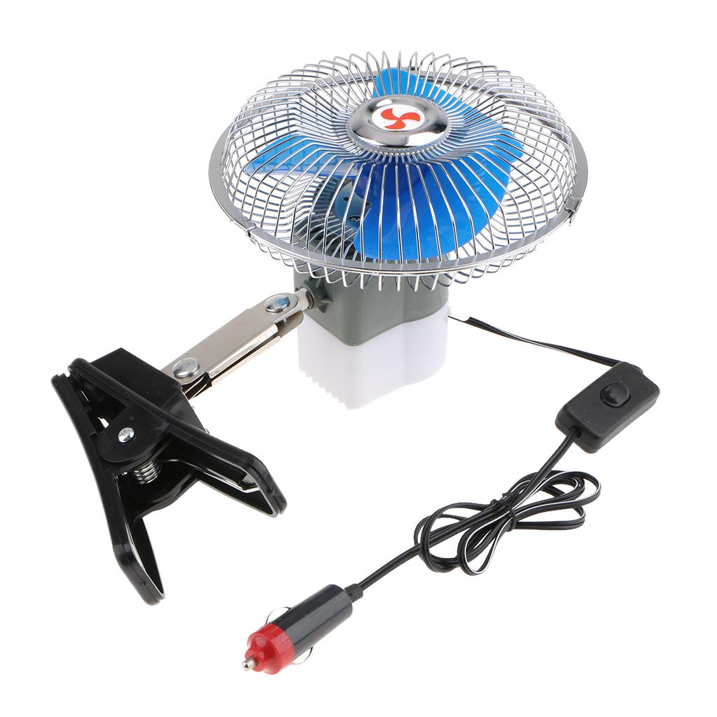 12V Dashboard Oscillating Vehicle Car Van Truck Home Clip-On Fan 6inch Fully closed