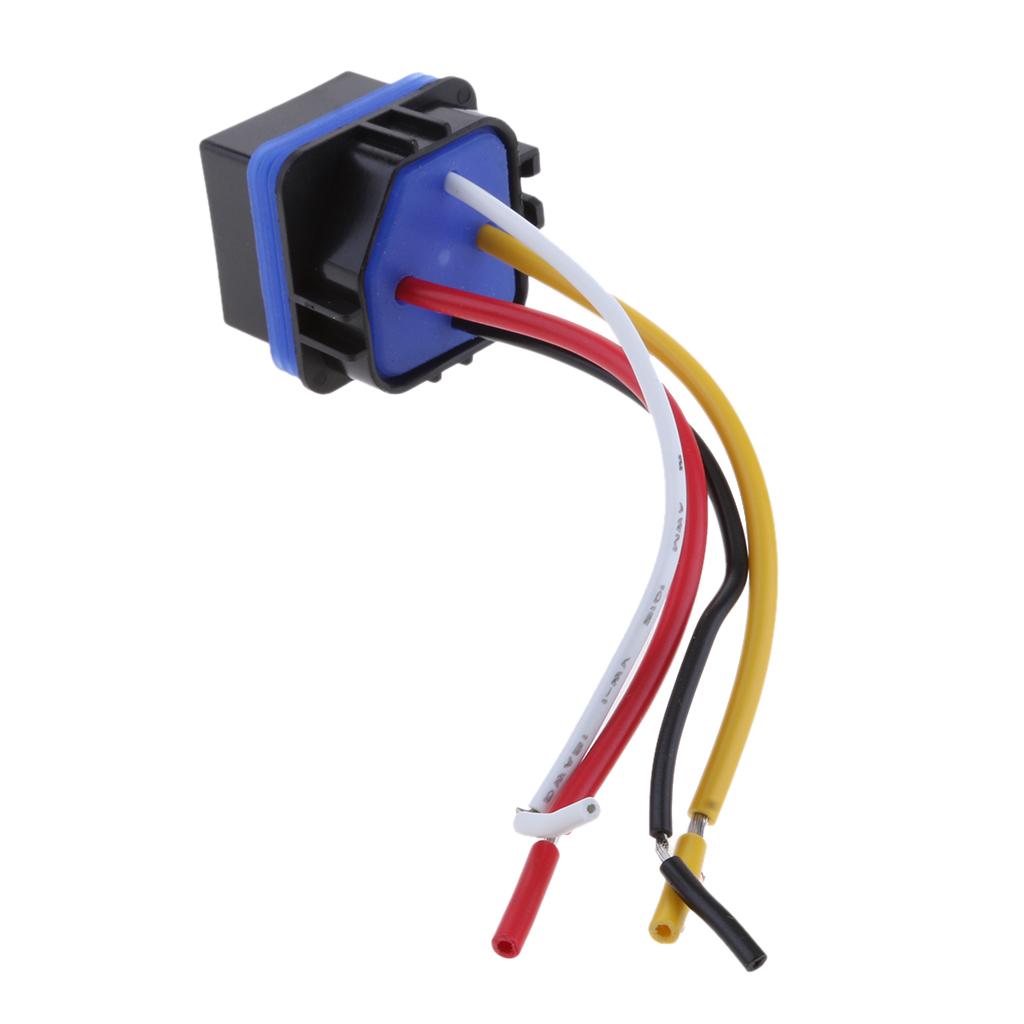 Waterproof 12/24V 40 Amp Auto Relay Socket Normally Open 4 Pin Wire Harness