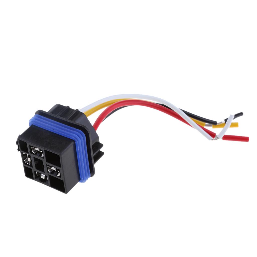 Waterproof 12/24V 40 Amp Auto Relay Socket Normally Open 4 Pin Wire Harness