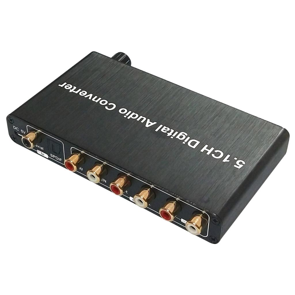 5.1CH Digital Audio Decoder 192kHz Volume Control Toslink Coaxial Converter