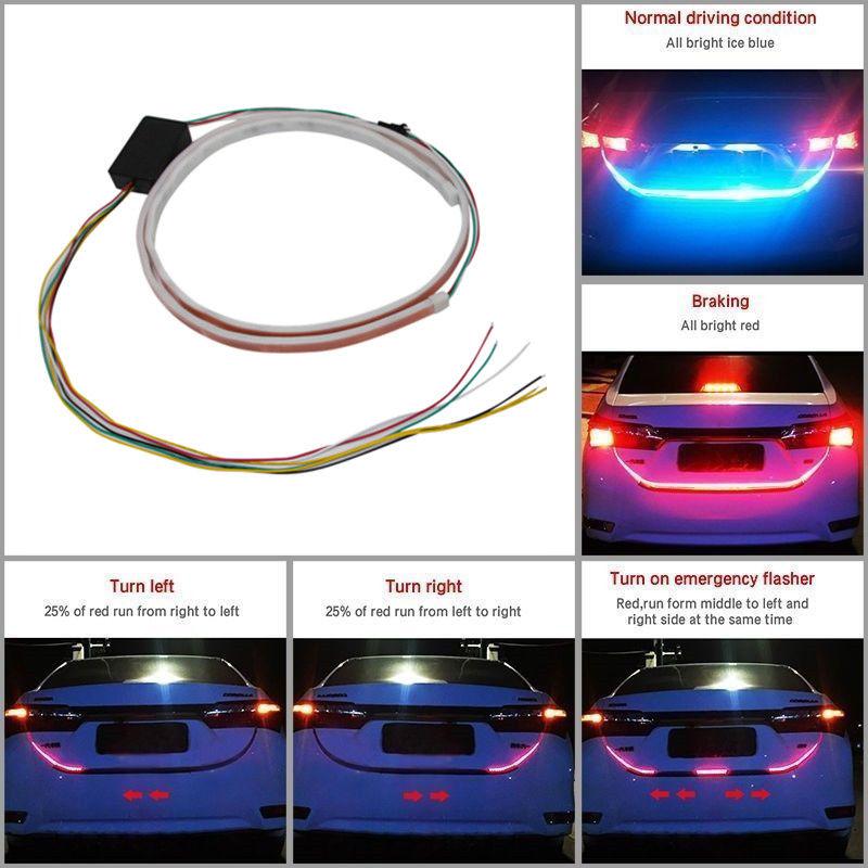 LED Car Trunk Lighting Neon Strip Car Flexible Decorative Light Lamp 47''