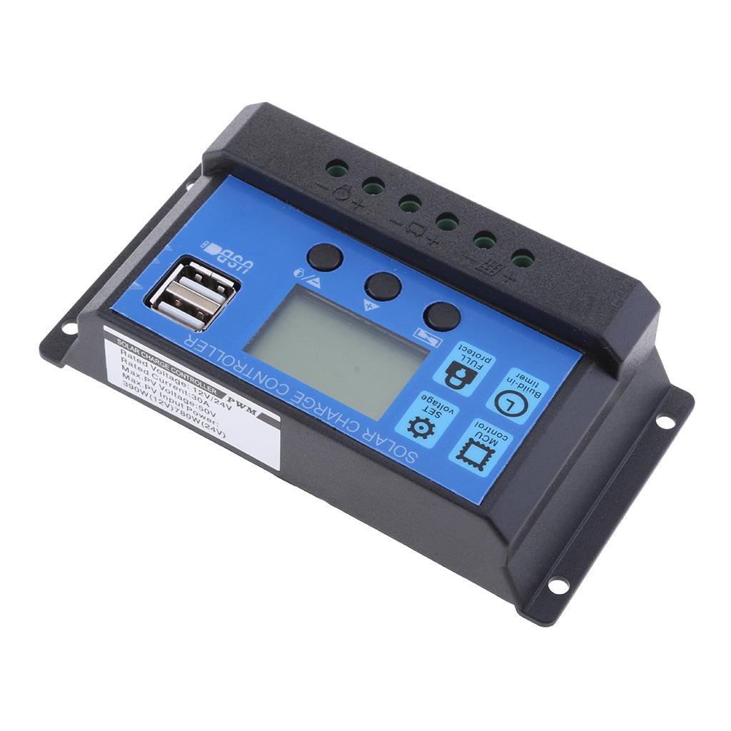30A Solar Panel Charger Controller LED Lamp Water Pump Energy Save 12V/24V 