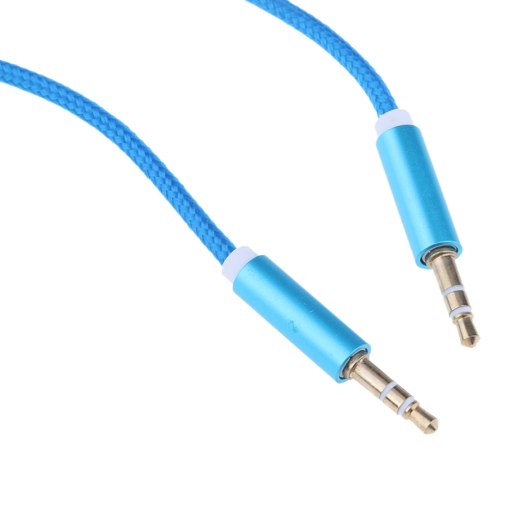 1m 3.5mm Male to Male Auxiliary Aux Stereo Audio Cable Nylon Braid New Blue
