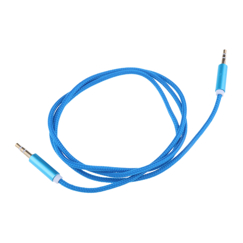 1m 3.5mm Male to Male Auxiliary Aux Stereo Audio Cable Nylon Braid New Blue