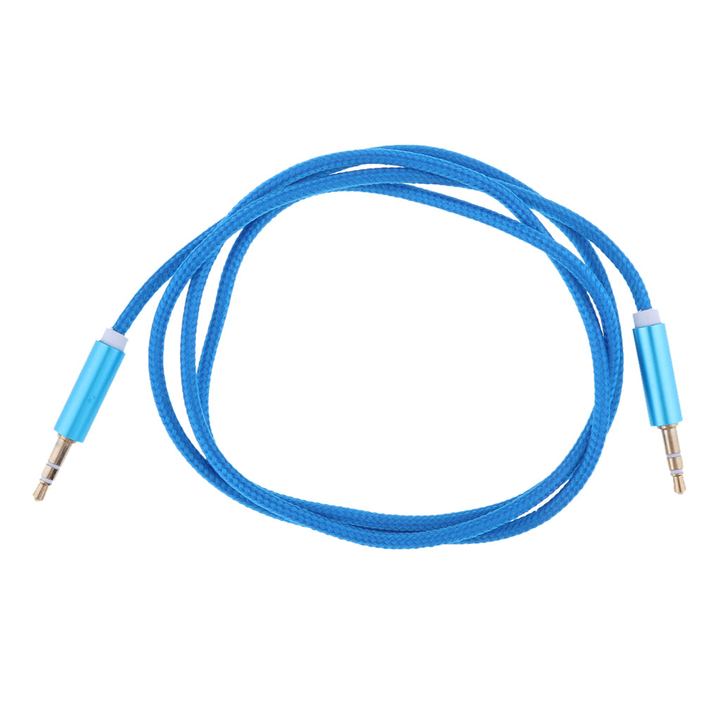 1m 3.5mm Male to Male Auxiliary Aux Stereo Audio Cable Nylon Braid New Blue