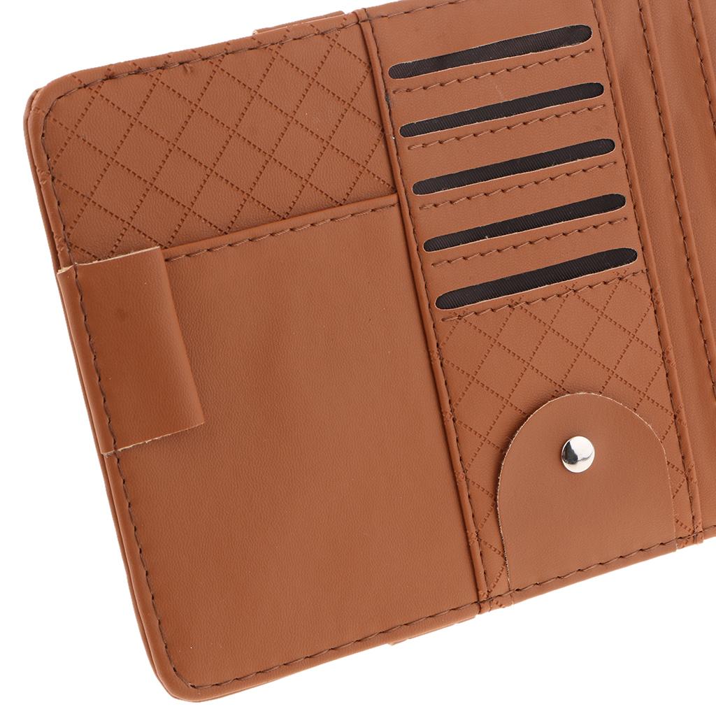 Car Sun Visor CD Clip Storage Pocket Visor Holder brown