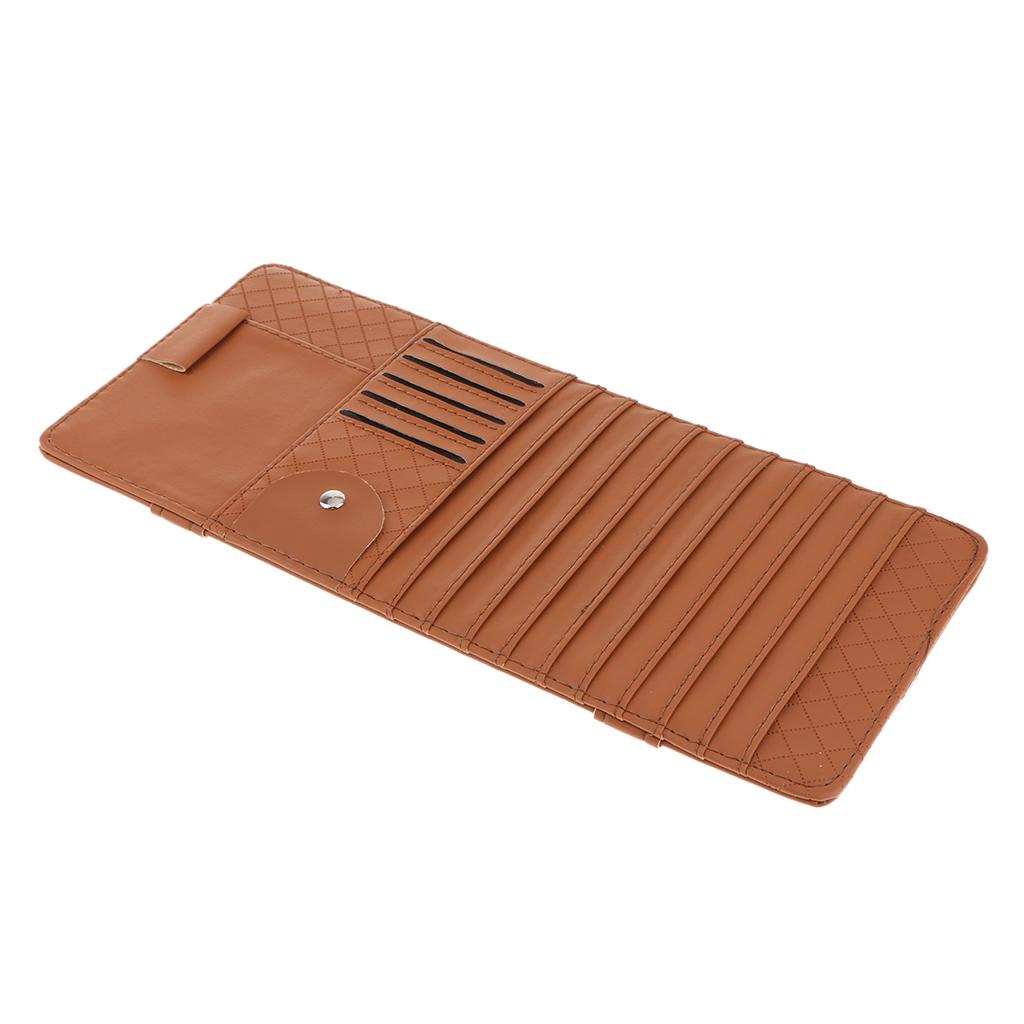 Car Sun Visor CD Clip Storage Pocket Visor Holder brown