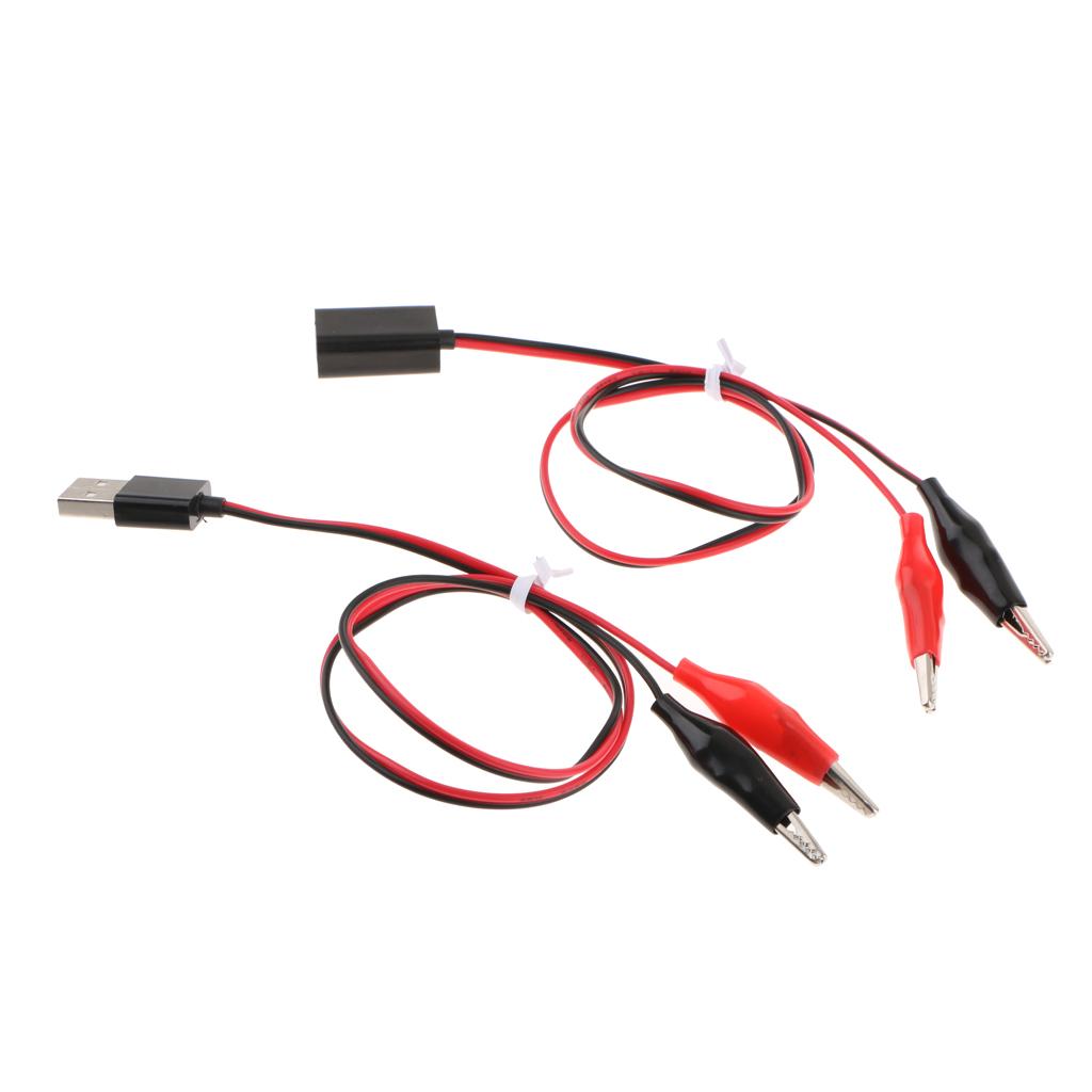 Alligator Clips to USB Male + Alligator Clips to USB Female Test Lead 