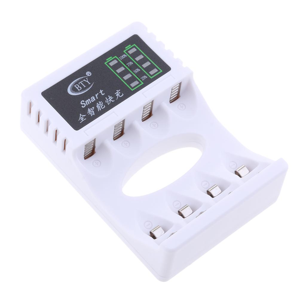 4 Slots LED Battery Charger for AA AAA Rechargeable NIMH NiCd Battery white