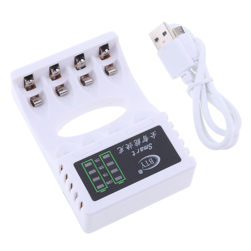 4 Slots LED Battery Charger for AA AAA Rechargeable NIMH NiCd Battery white