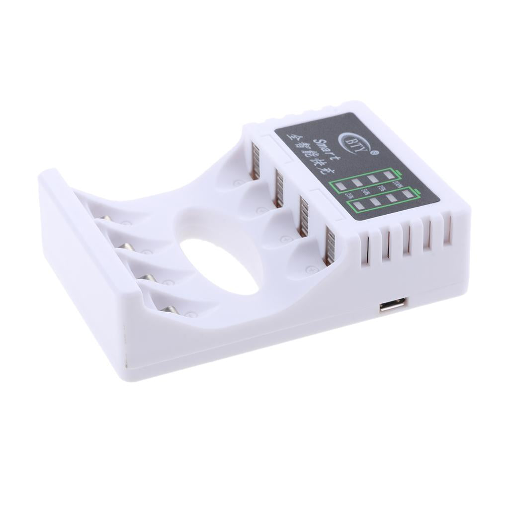 4 Slots LED Battery Charger for AA AAA Rechargeable NIMH NiCd Battery white